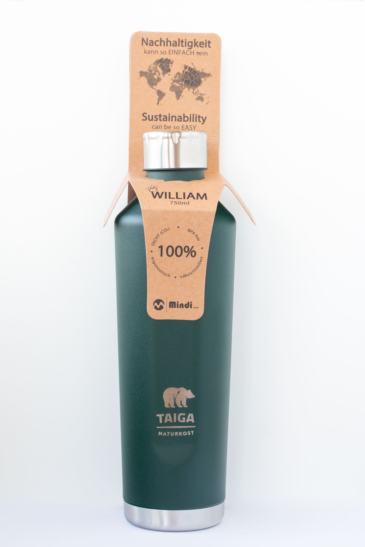 TAIGA Thermosflasche 750ml, Edelstahl, grün