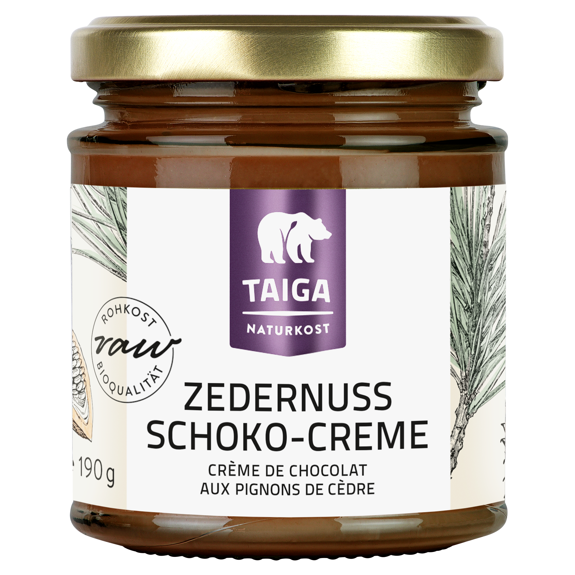 Zedernuss-Schoko-Creme, bio, roh, vegan, 190 g