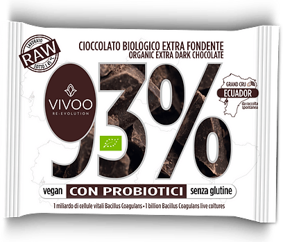 Raw Chocolate 93%, roh, bio, 30g mit Probiotika